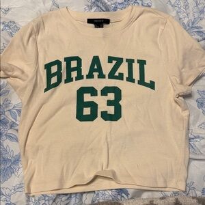 NWOT Forever 21 Beige Tee with Green Brazil Graphic